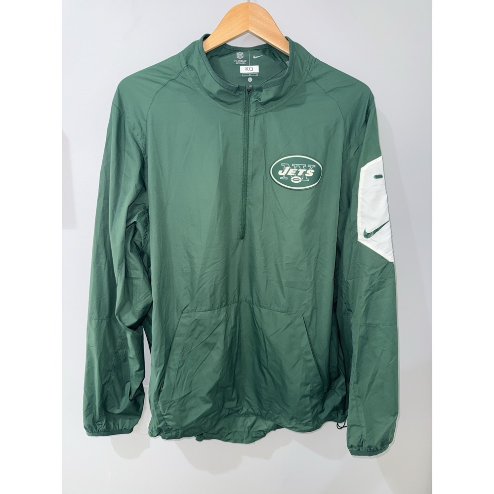 New York Jets Jacket Mens Large 1/4 Zip Pullover Windbreaker Dri Fit Nike L